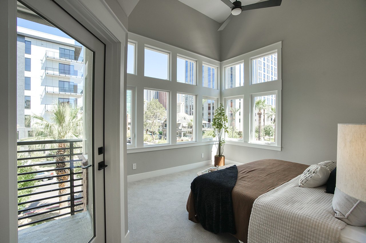 Primary bedroom with skyline views, 804 N 2nd Ave — Model Home
