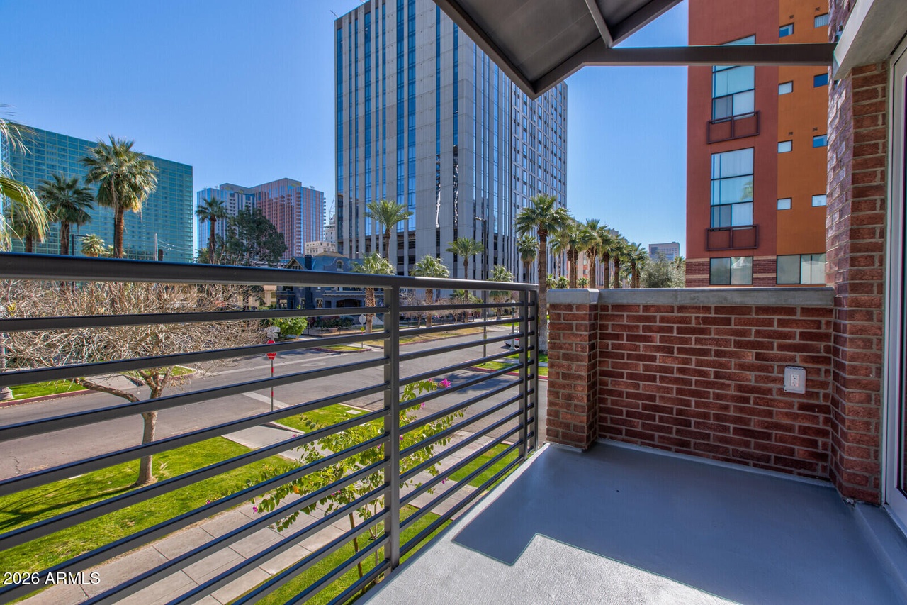 Balcony with downtown views