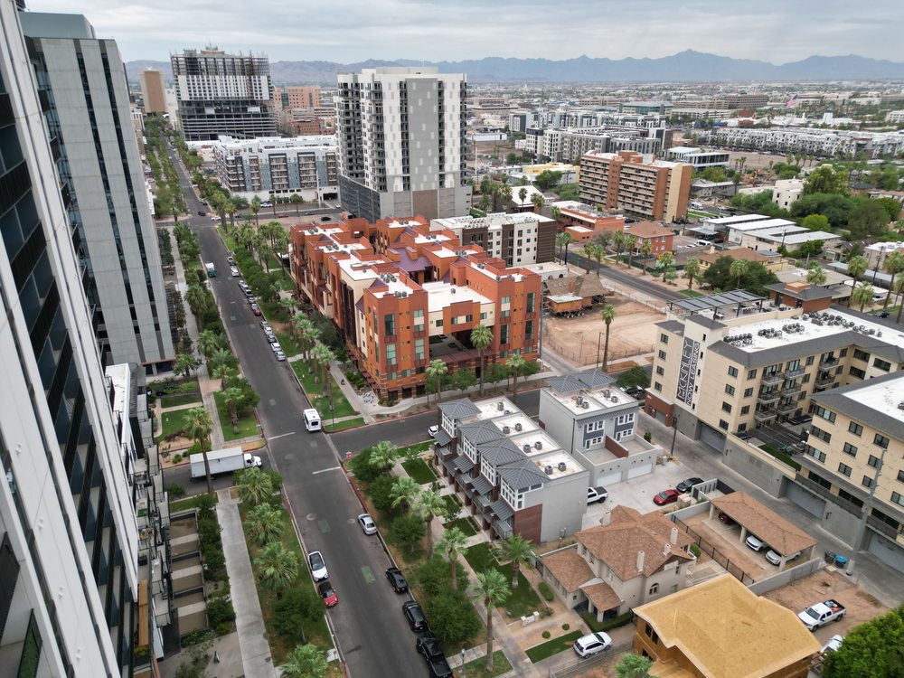 Aerial view of the block